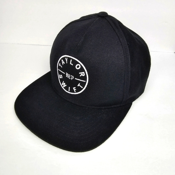 TAYLOR SWIFF REP Reputation Tour Flat Bill Hat Black Snap Back Wool Blend Swifty - Picture 1 of 11